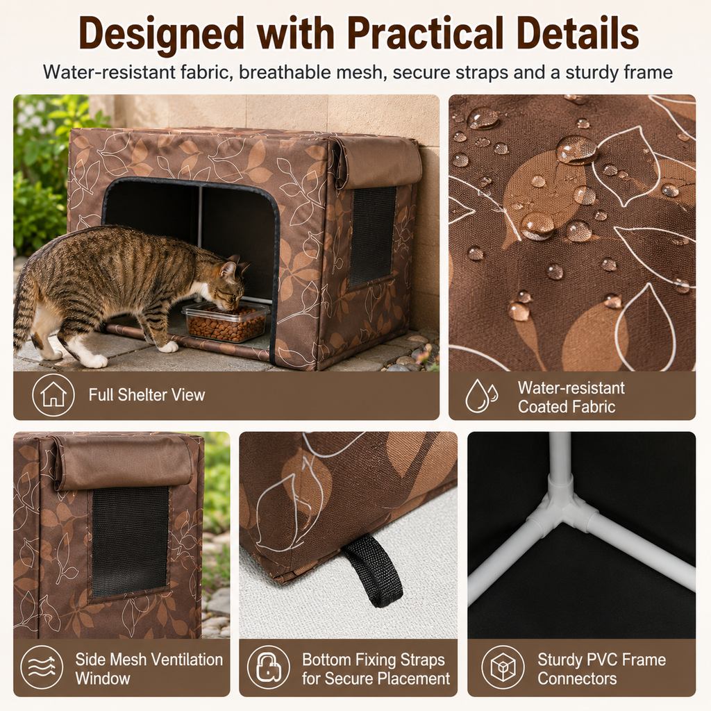 Ortekor Outdoor Cat Feeding Shelter for Backyards - Weather-Resistant Food Station Cover
