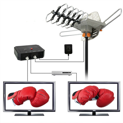 4K Digital TV Antenna for Outdoor Use – Long-Range UHF VHF Signal Reception with 360° Rotation & Remote Control