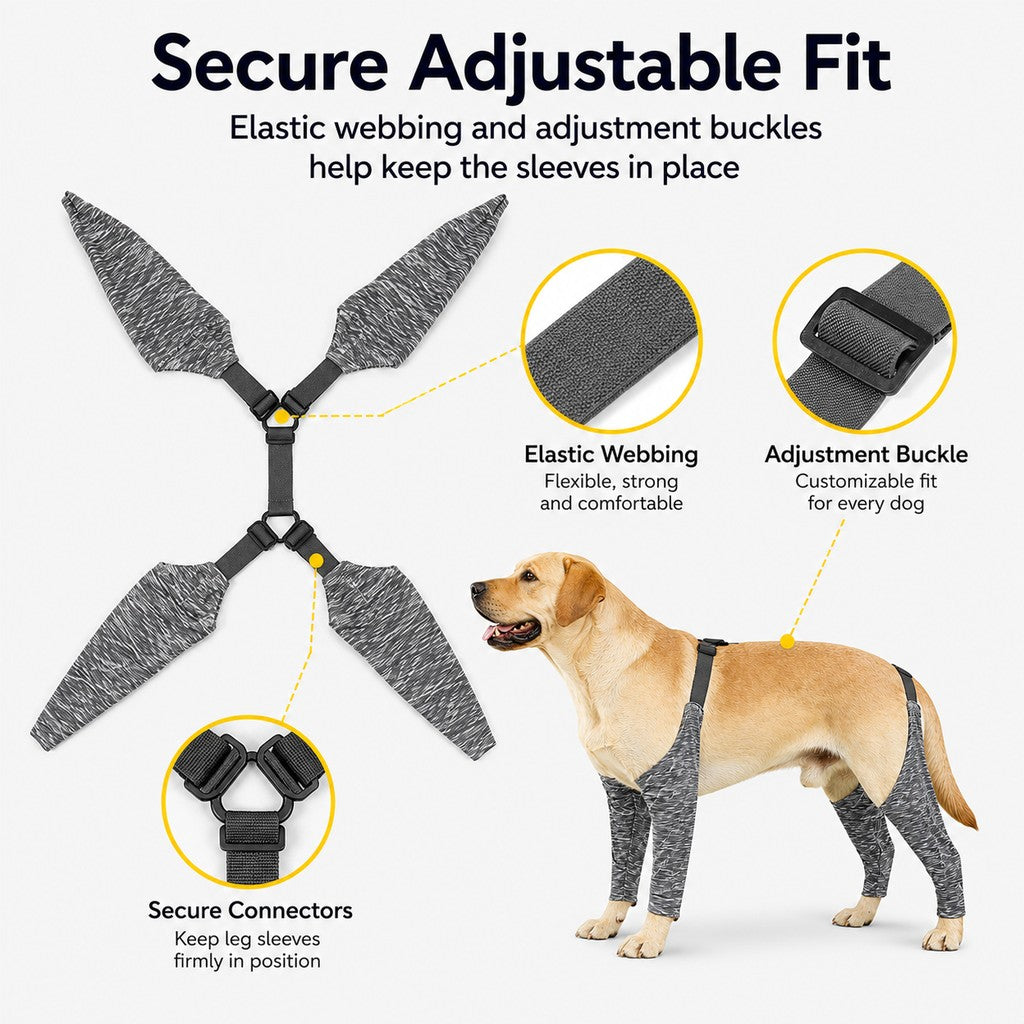 Ortekor 4-Leg Outdoor Dog Sleeves for Walks - Helps Keep Legs Cleaner