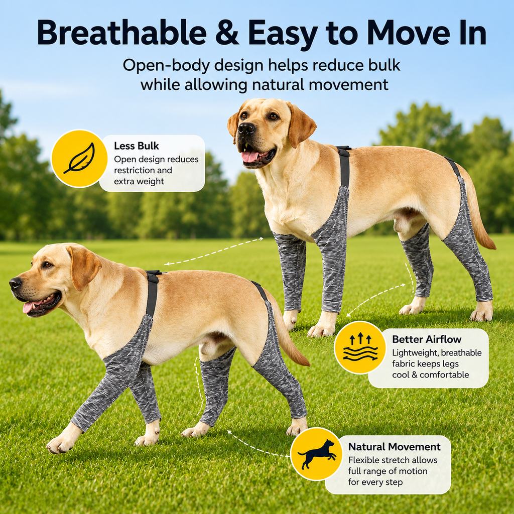 Ortekor 4-Leg Outdoor Dog Sleeves for Walks - Helps Keep Legs Cleaner
