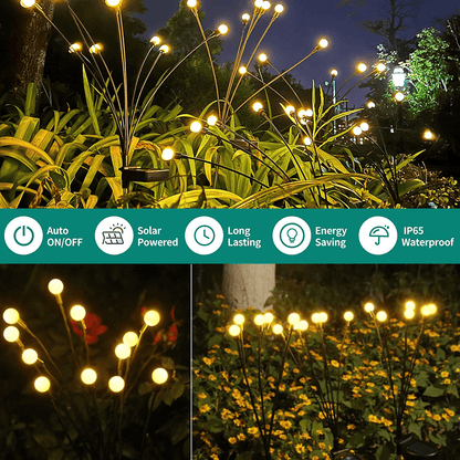 Solar-Powered Garden Stake Lights with Firefly LED Effect – IP65 Weather-Resistant Decorative Pathway Lighting for Yards, Flower Beds &
