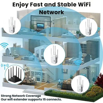 Répéteur WiFi extérieur | Amplificateur de signal double bande avec vitesse de 1200 Mbps | Connectivité fiable pour jardins et terrasses