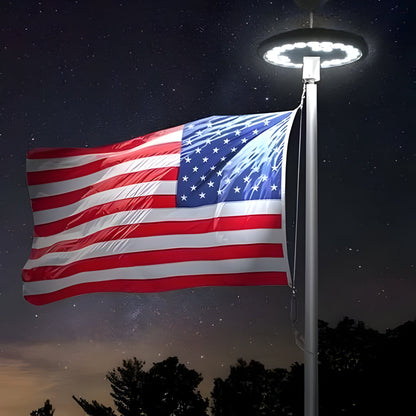 Éclairage solaire automatique pour mât de drapeau, du crépuscule à l'aube, 26 LED, 700 lumens, étanche, pour jardin, cour et usage résidentiel