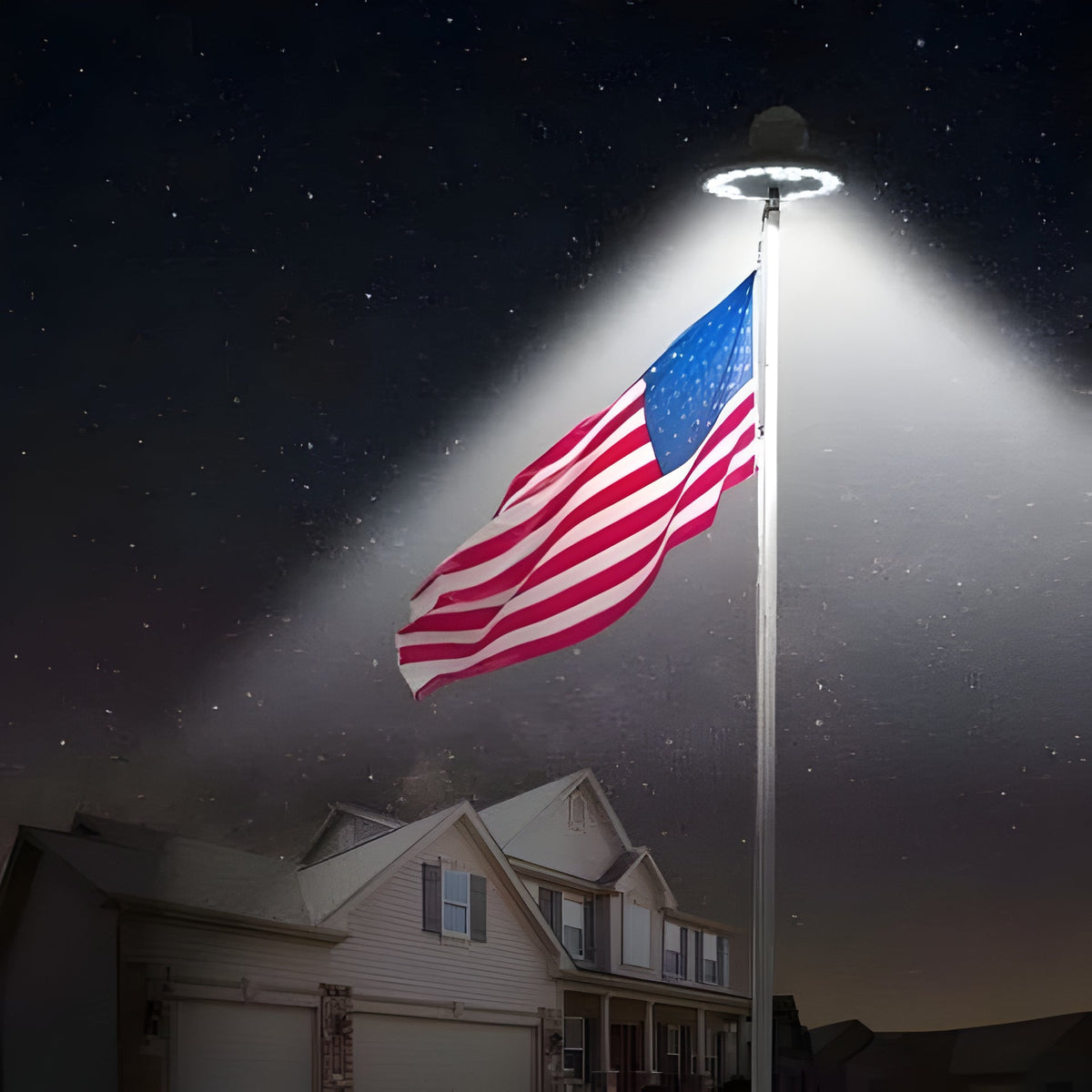 Éclairage solaire automatique pour mât de drapeau, du crépuscule à l'aube, 26 LED, 700 lumens, étanche, pour jardin, cour et usage résidentiel