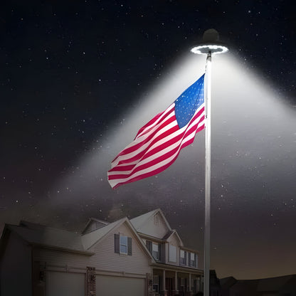 Éclairage solaire automatique pour mât de drapeau, du crépuscule à l'aube, 26 LED, 700 lumens, étanche, pour jardin, cour et usage résidentiel