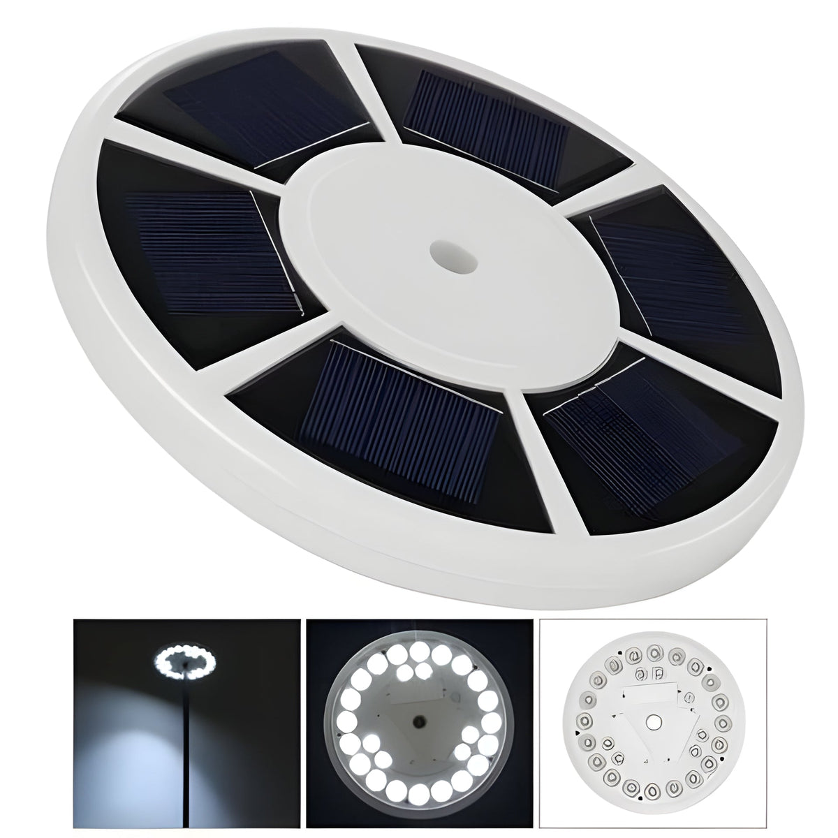 Éclairage solaire automatique pour mât de drapeau, du crépuscule à l'aube, 26 LED, 700 lumens, étanche, pour jardin, cour et usage résidentiel