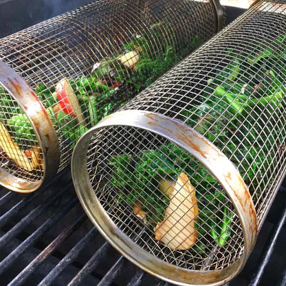 Rotating Tumble Basket for Outdoor Grills – 360° Roll Cage for Vegetables, Meat & Seafood – Stainless Steel BBQ Accessory