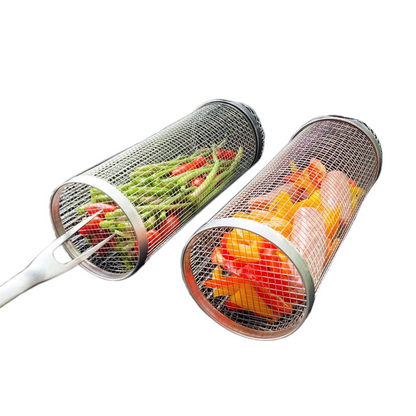 Rotating Tumble Basket for Outdoor Grills – 360° Roll Cage for Vegetables, Meat & Seafood – Stainless Steel BBQ Accessory