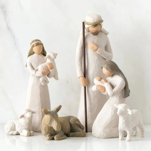 Handcrafted Wooden Nativity Scene with 20 Figurines – Complete Christmas Manger Display Set for Home Decor
