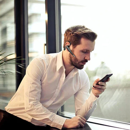 Single-Ear Wireless Earpiece with Noise Reduction & 33 ft Range for Driving, Delivery & Field Work