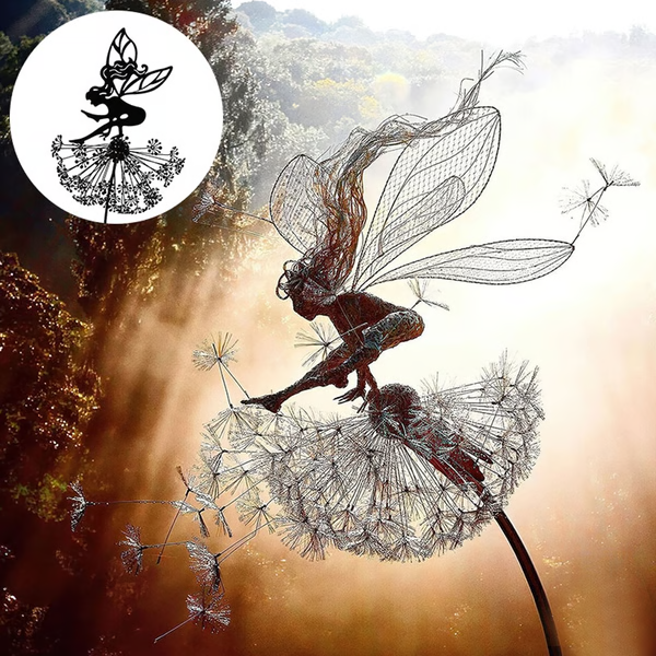 Piquets de jardin féeriques en métal pour décoration intérieure et extérieure | Silhouette artistique résistante aux intempéries | Ensemble d'ornements de pelouse fantaisistes pour