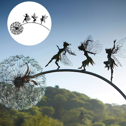 Piquets de jardin féeriques en métal pour décoration intérieure et extérieure | Silhouette artistique résistante aux intempéries | Ensemble d'ornements de pelouse fantaisistes pour