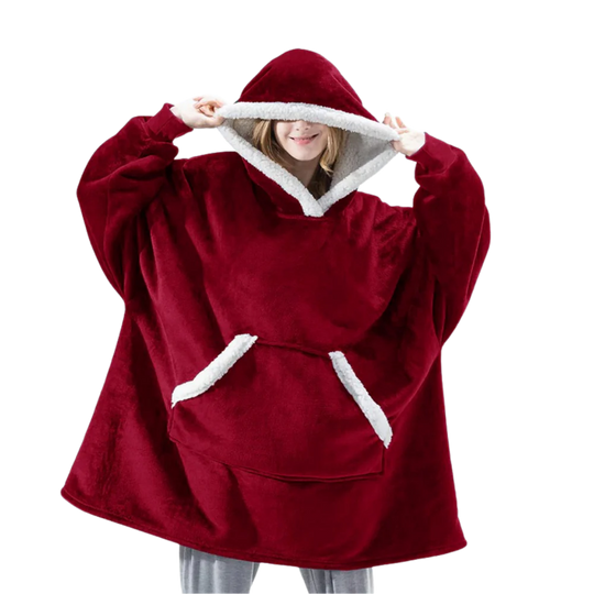 Oversized Wearable Throw with Hood & Front Pocket for Couch Lounging, Streaming & Staying Warm Indoors or Outdoors