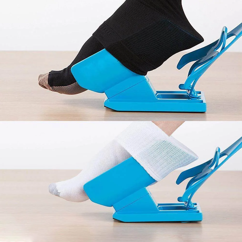 Assistive Sock Aid Tool with Extended Handle for Seniors, Pregnancy, Recovery & Limited Mobility | Fits All Hosiery Types | Foldable