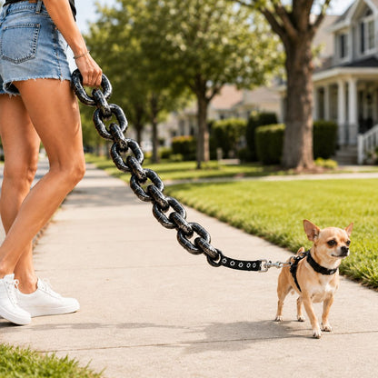 Ortekor Oversized Chain Dog Leash & Collar Set for Small Dogs - Make Everyday Walks Stand Out