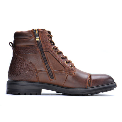 Men's Waterproof Leather Combat Boots with Reinforced Stitching & Anti-Slip Sole for Work, Hiking & Everyday Wear