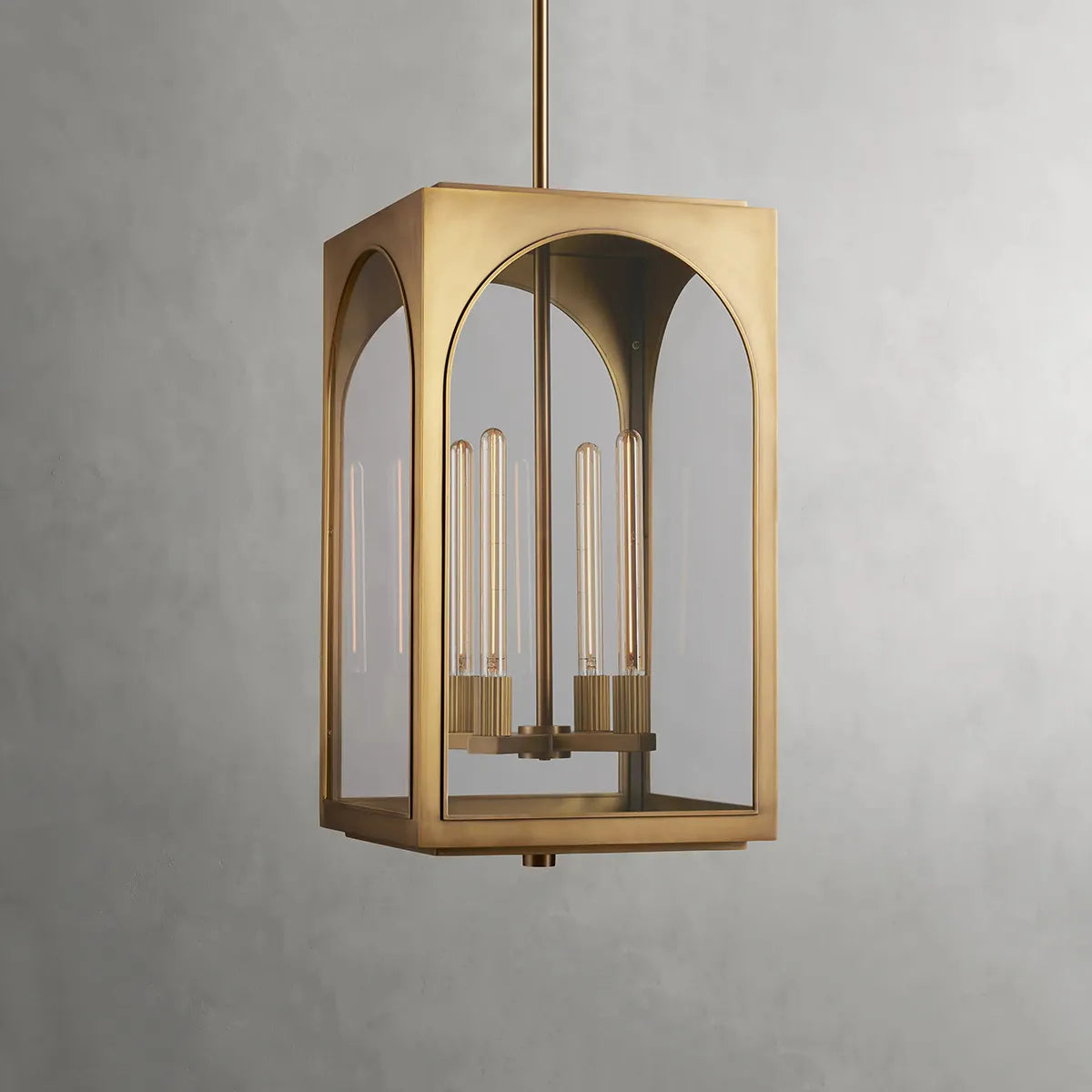 Arched Glass Outdoor Hanging Light with Adjustable Drop & Extension Rods for Patio, Porch, Entryway & Covered Deck