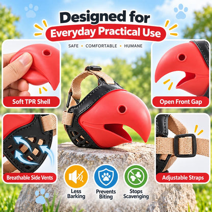 Ortekor Adjustable Parrot Beak Dog Muzzle for Walks & Training - Helps Reduce Scavenging & Biting