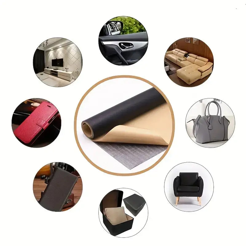 Peel-and-Stick Leather Repair Patches for Furniture, Car Seats & Bags – Cut-to-Fit, Waterproof Vinyl Sheet 20×54 in
