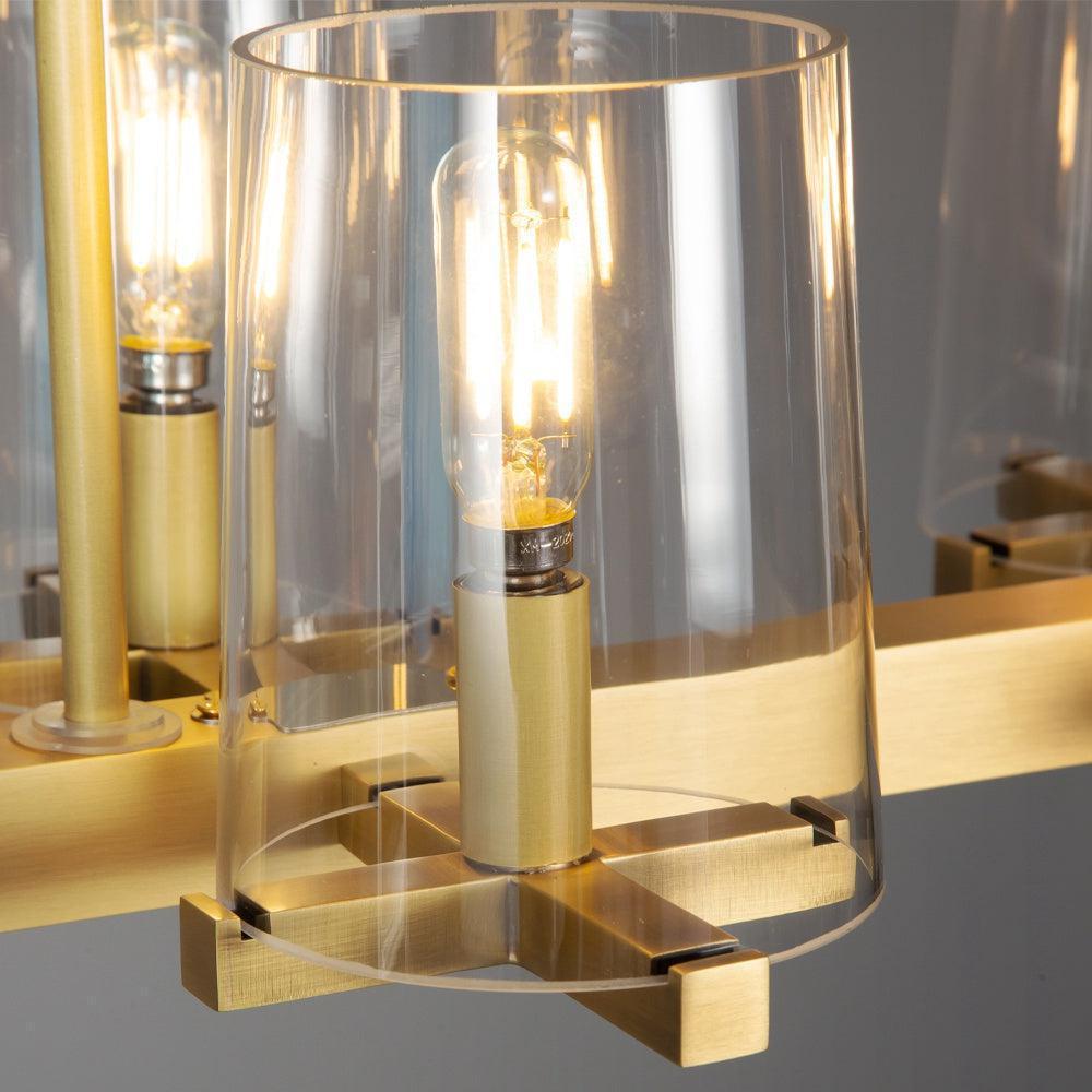 Linear Crystal Chandelier 49-60 Inch X-Frame Dining Room Ceiling Light Brass Nickel Bronze Kitchen Island