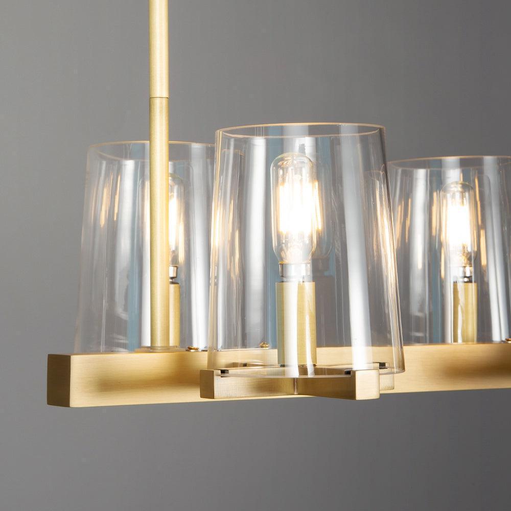 Linear Crystal Chandelier 49-60 Inch X-Frame Dining Room Ceiling Light Brass Nickel Bronze Kitchen Island