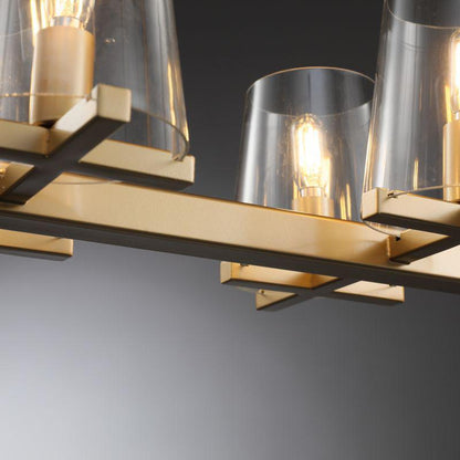 Linear Crystal Chandelier 49-60 Inch X-Frame Dining Room Ceiling Light Brass Nickel Bronze Kitchen Island