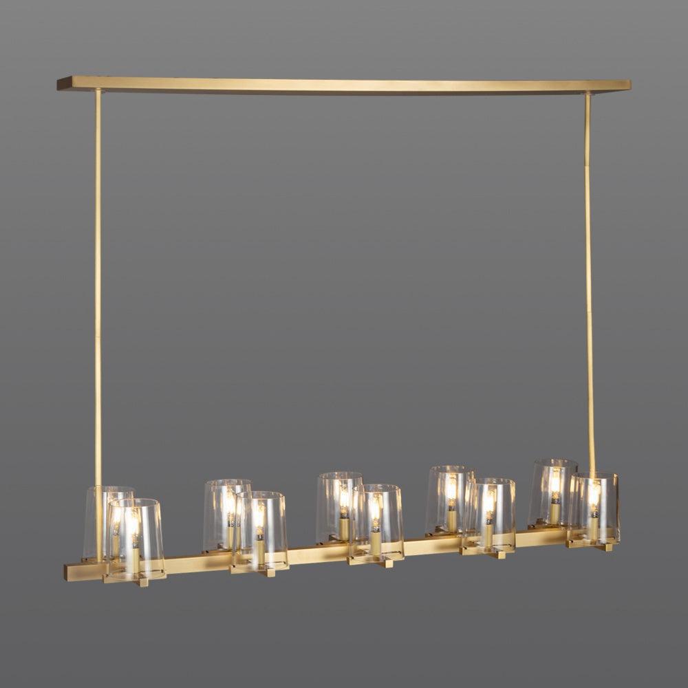 Linear Crystal Chandelier 49-60 Inch X-Frame Dining Room Ceiling Light Brass Nickel Bronze Kitchen Island