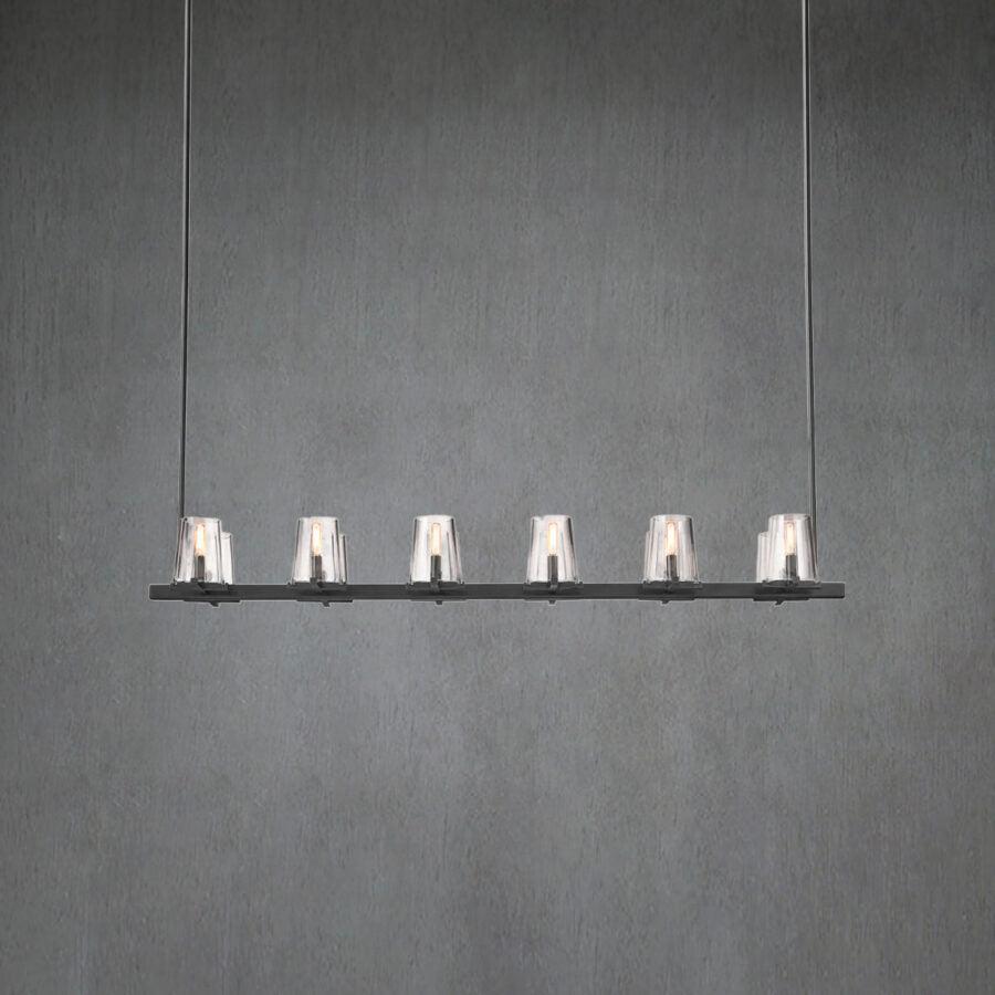 Linear Crystal Chandelier 49-60 Inch X-Frame Dining Room Ceiling Light Brass Nickel Bronze Kitchen Island