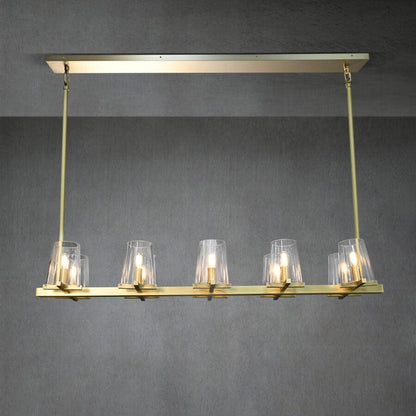 Linear Crystal Chandelier 49-60 Inch X-Frame Dining Room Ceiling Light Brass Nickel Bronze Kitchen Island