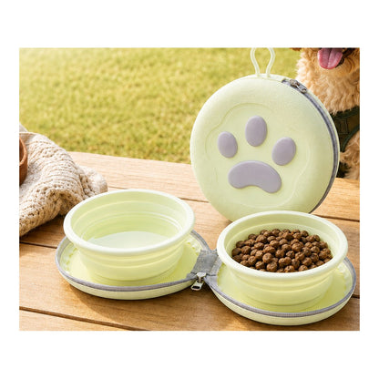Ortekor Paw-Shaped Collapsible Pet Travel Bowl Set for Walks, Camping & Road Trips - Feed Anywhere Without Bulky Bowls