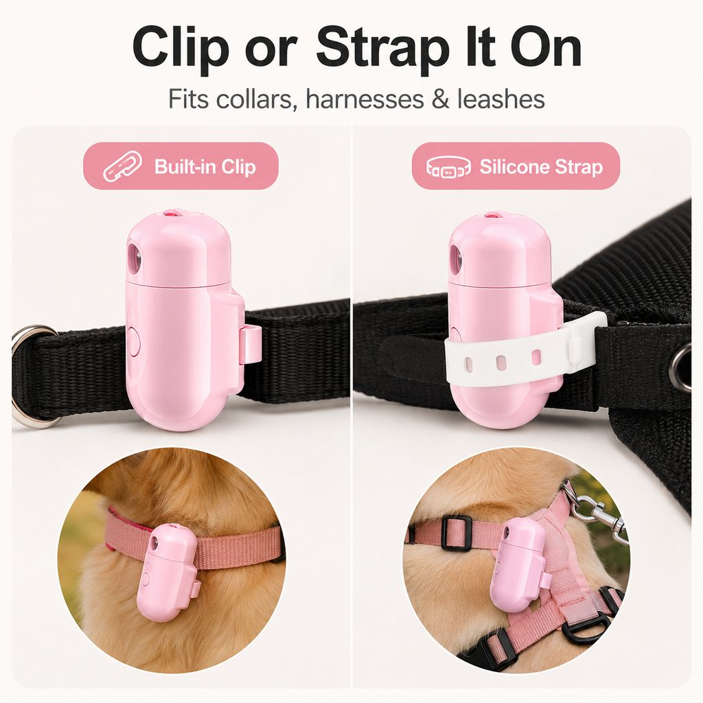 Ortekor PawGlow Pink Breed Projector Dog Light for Night Walks - USB Rechargeable Clip-On Pet Light for Extra Visibility & Fun