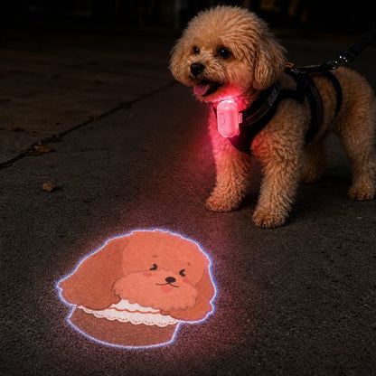 Ortekor PawGlow Pink Breed Projector Dog Light for Night Walks - USB Rechargeable Clip-On Pet Light for Extra Visibility & Fun