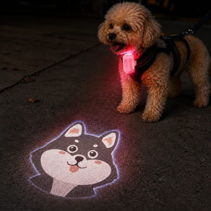 Ortekor PawGlow Pink Breed Projector Dog Light for Night Walks - USB Rechargeable Clip-On Pet Light for Extra Visibility & Fun