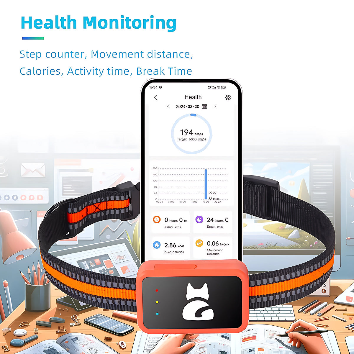 Real-Time Cat & Small Dog Location Monitor with Geo-Fence Alerts, Activity Tracking & No Monthly Fees – Subscription-Free Pet Safety
