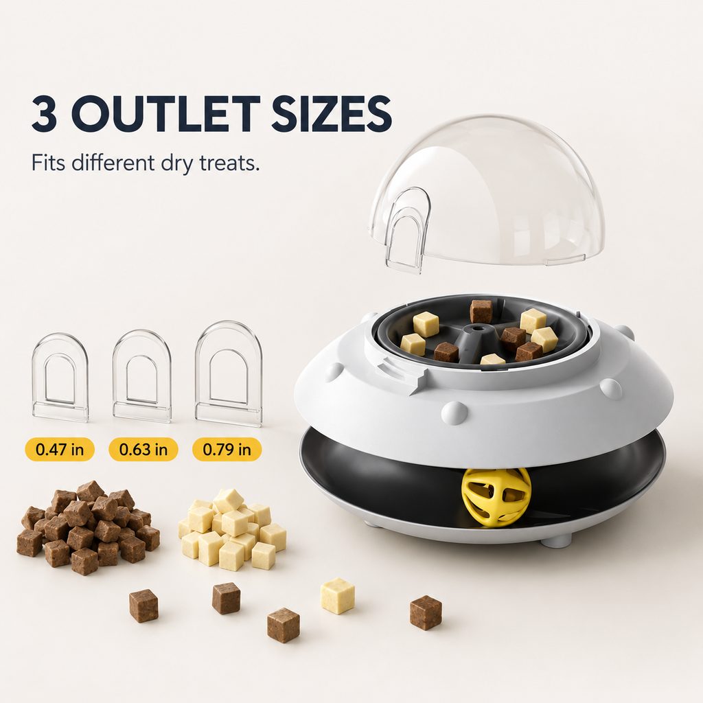 Ortekor PawOrbit UFO Motion-Activated Cat Treat Dispenser Toy - Interactive Puzzle Feeder for Indoor Cats, Keeps Cats Busy While You Work