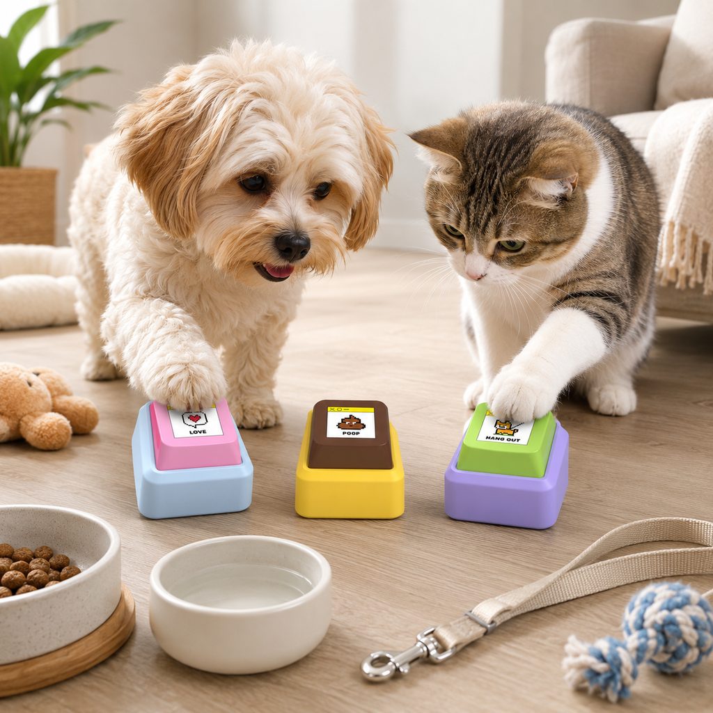 Ortekor PawTalk Recordable Pet Communication Button for Dogs & Cats - Voice Training Toy for Food, Water, Walks & Play