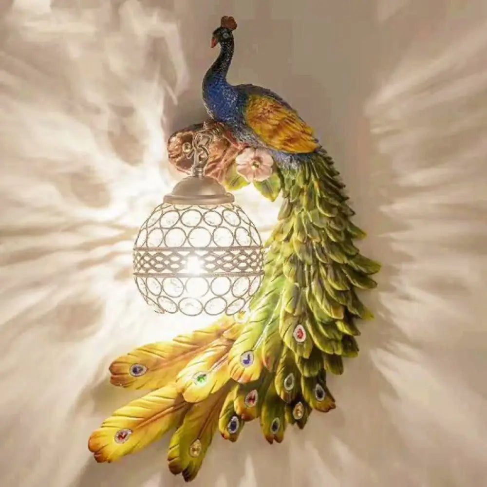Crystal-Embellished Resin Wall Sconce – Decorative Bird-Inspired Light Fixture for Entryway, Living Room, Bedroom | Traditional