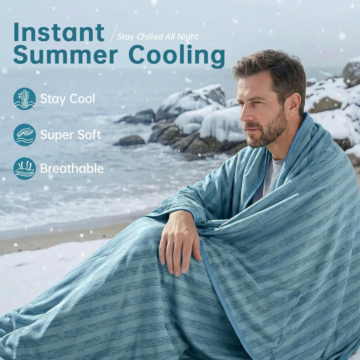 Confort Fraîcheur | Couverture rafraîchissante pour personnes ayant chaud avec technologie Arc-Chill | Jeté d'été léger et respirant pour le voyage et l'extérieur