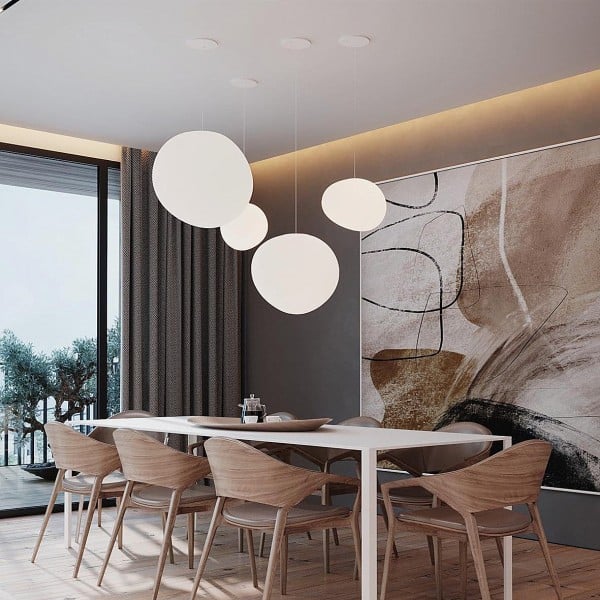 Frosted Glass Globe Ceiling Fixture with Adjustable Cord for Dining Room Kitchen Island Bedroom Hallway Overhead Lighting Modern Iron Accent