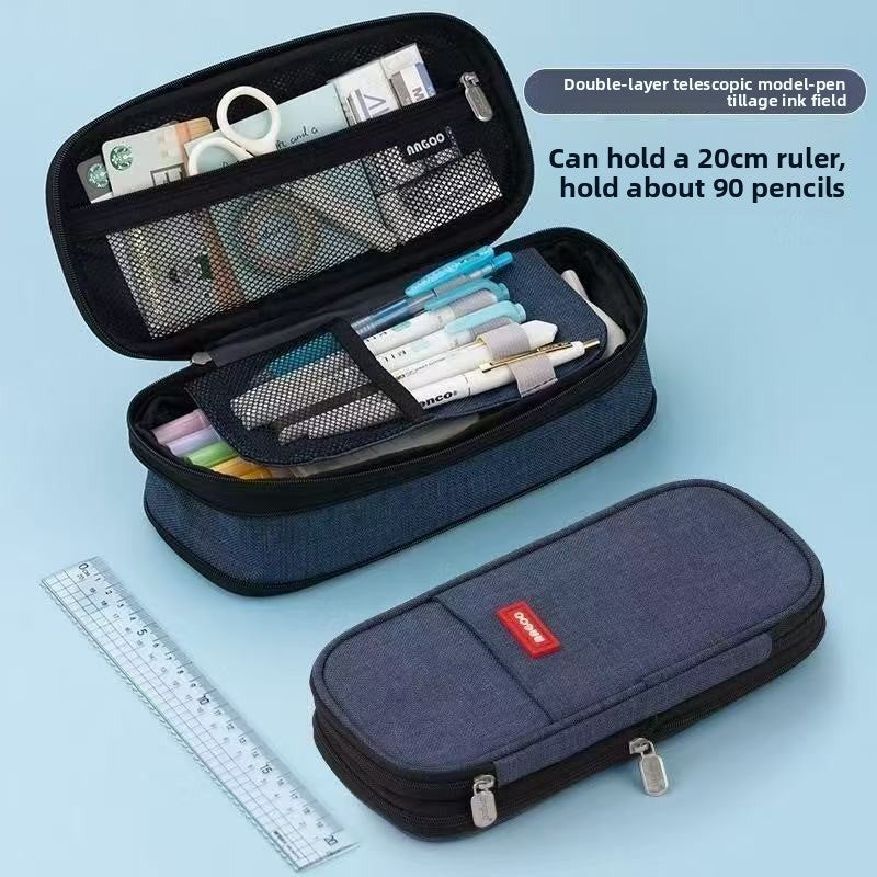 Kids Pencil Organizer with Elastic Straps & 180° Opening – Holds 40 Pens, Markers & School Supplies