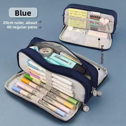 Kids Pencil Organizer with Elastic Straps & 180° Opening – Holds 40 Pens, Markers & School Supplies