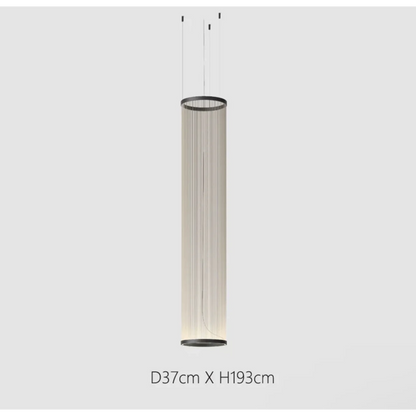 Lustre à abat-jour en tissu superposé avec LED intégrée pour salles à manger, îlots de cuisine et hauts plafonds | Suspension moderne à câbles réglables multi-niveaux