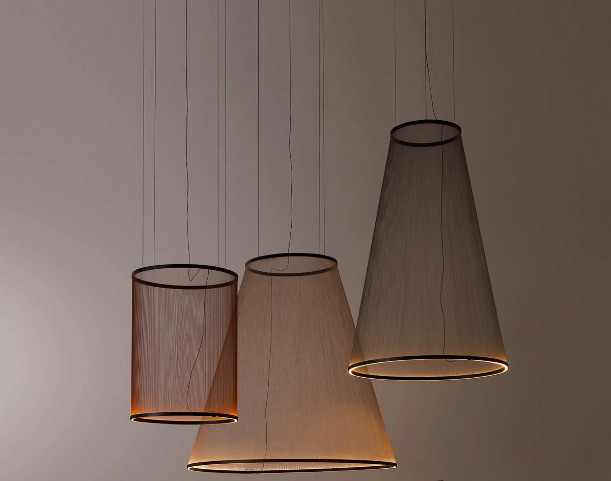 Clustered Drop Lights with Fabric Shades for Kitchen Islands & Dining Tables – Adjustable Cable Heights, Integrated LED, Warm or Cool White