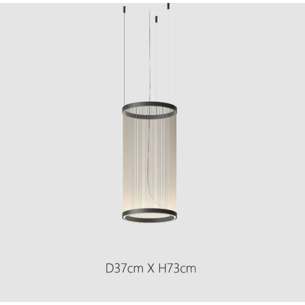 Lustre à abat-jour en tissu superposé avec LED intégrée pour salles à manger, îlots de cuisine et hauts plafonds | Suspension moderne à câbles réglables multi-niveaux