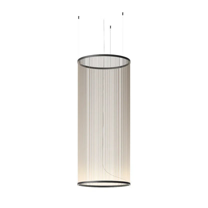 Lustre à abat-jour en tissu superposé avec LED intégrée pour salles à manger, îlots de cuisine et hauts plafonds | Suspension moderne à câbles réglables multi-niveaux