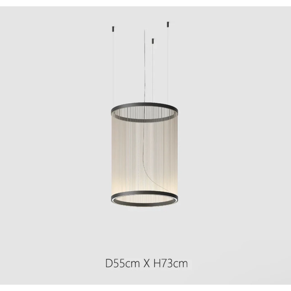 Lustre à abat-jour en tissu superposé avec LED intégrée pour salles à manger, îlots de cuisine et hauts plafonds | Suspension moderne à câbles réglables multi-niveaux