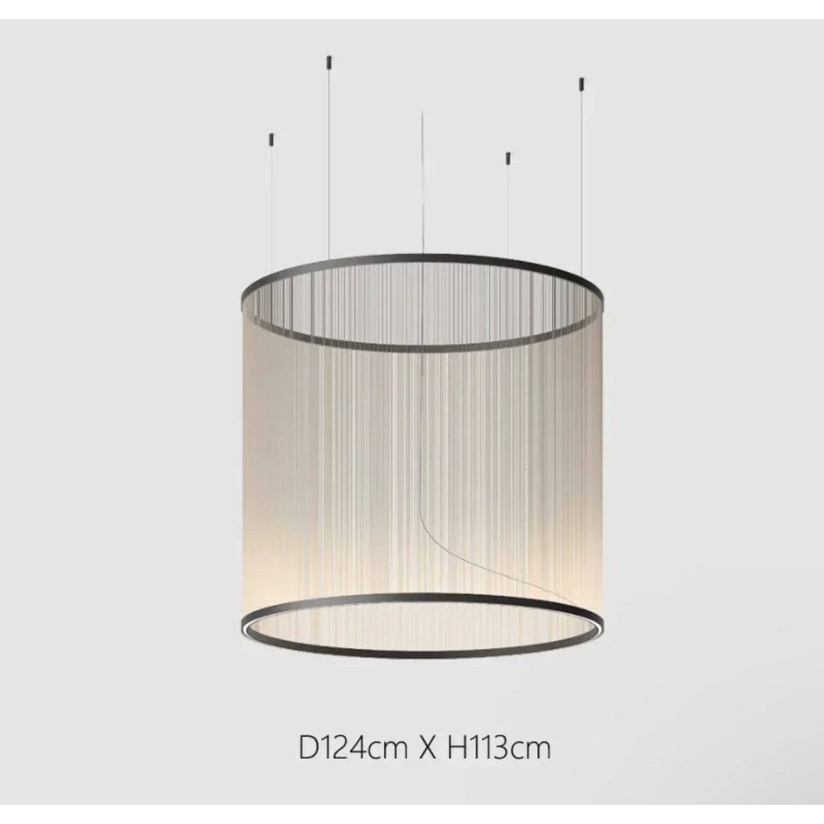 Lustre à abat-jour en tissu superposé avec LED intégrée pour salles à manger, îlots de cuisine et hauts plafonds | Suspension moderne à câbles réglables multi-niveaux
