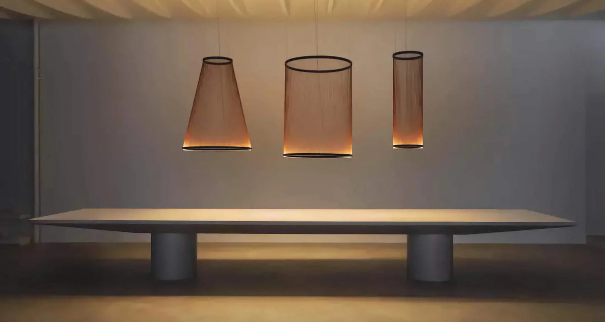 Clustered Drop Lights with Fabric Shades for Kitchen Islands & Dining Tables – Adjustable Cable Heights, Integrated LED, Warm or Cool White