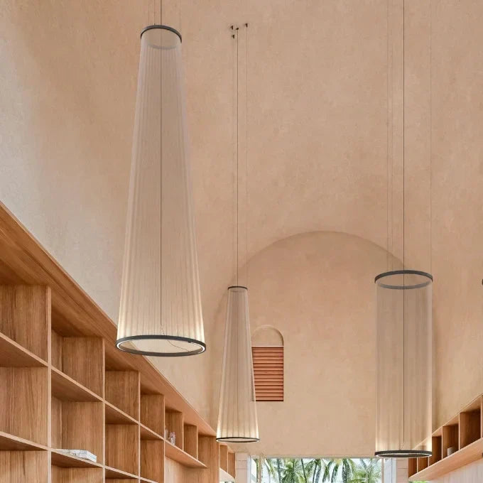 Clustered Drop Lights with Fabric Shades for Kitchen Islands & Dining Tables – Adjustable Cable Heights, Integrated LED, Warm or Cool White