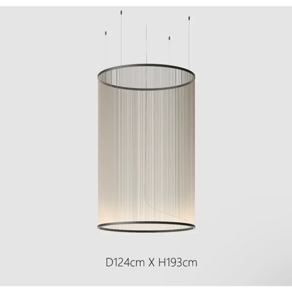 Lustre à abat-jour en tissu superposé avec LED intégrée pour salles à manger, îlots de cuisine et hauts plafonds | Suspension moderne à câbles réglables multi-niveaux